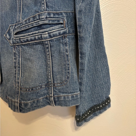 Motto “Your Style Mantra” Embellished Denim Jacket – Women’s Medium - Picture 6 of 7